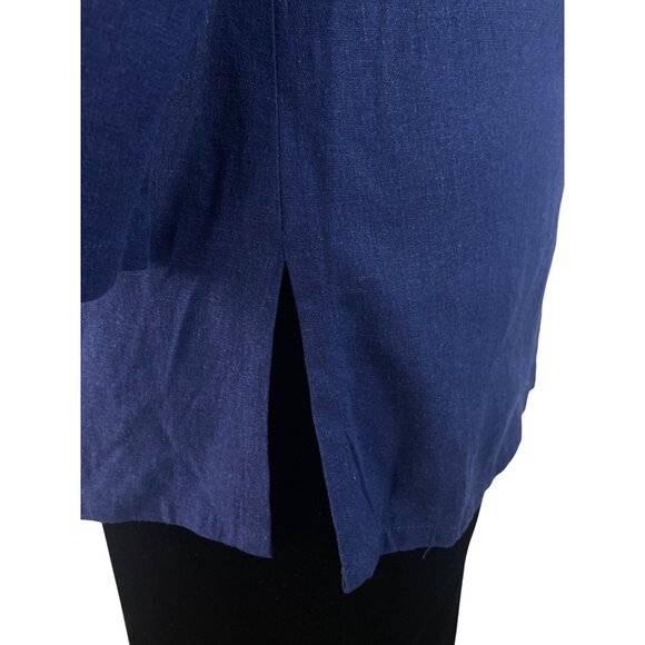 Carole Little Women’s Blue 3/4 Sleeve Top Embroidered Neckline Split Hem Sz 1X - Picture 6 of 9